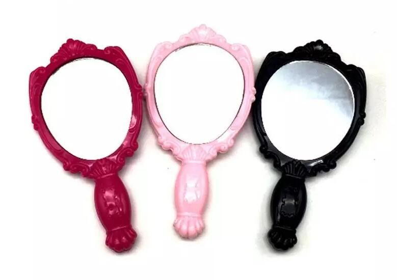 2018 Hot Vintage Rose Cosmetic Mirror Plastic Makeup Cute 2018 Hot Vintage Rose Cosmetic Mirror Plastic Makeup Cute Girl Hand Make Up Black White Pink Standing Dressing Table Mirrors From Tass