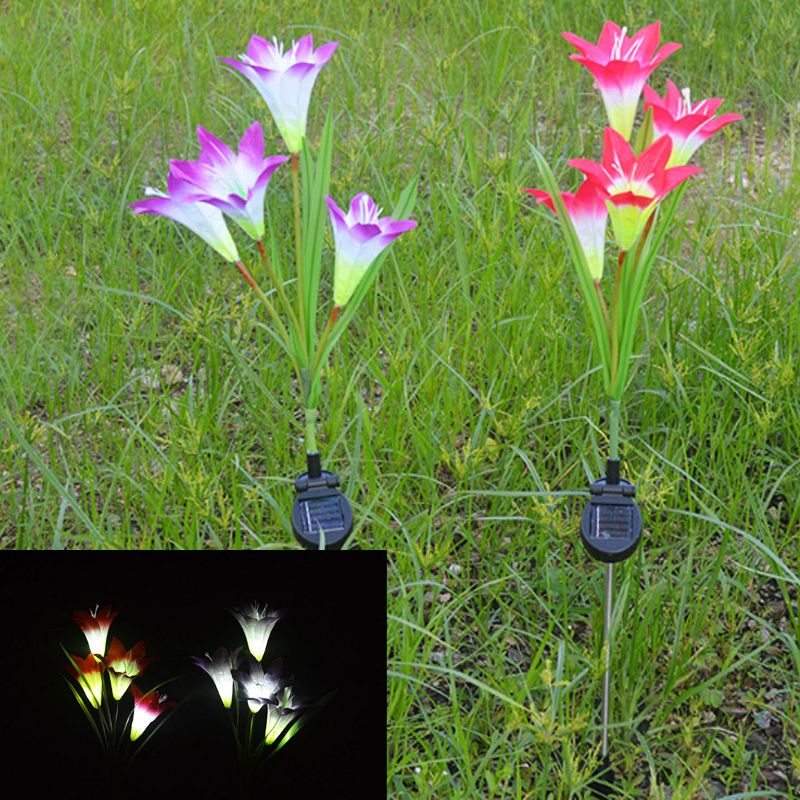 Noverlty Solar Power Lawn Lamp Lily Flower Led Light Garden Balcony Noverlty Solar Power Lawn Lamp Lily Flower Led Light Garden Balcony Battery Included