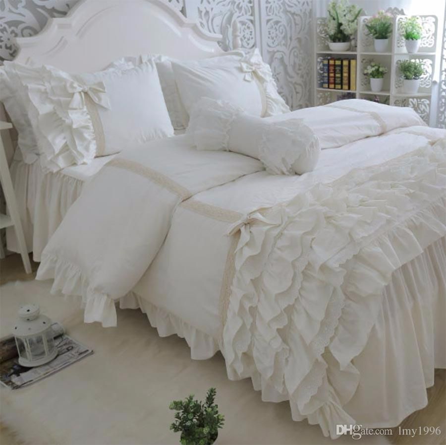 Luxury Princess Lace Ruffle Bed Set Twin Full Queen King Cotton Luxury Princess Lace Ruffle Bed Set Twin Full Queen King Cotton Single Double Home Textile Dress Pillow Case Duvet Cover Wamsutta Bedding Bedspread Sets