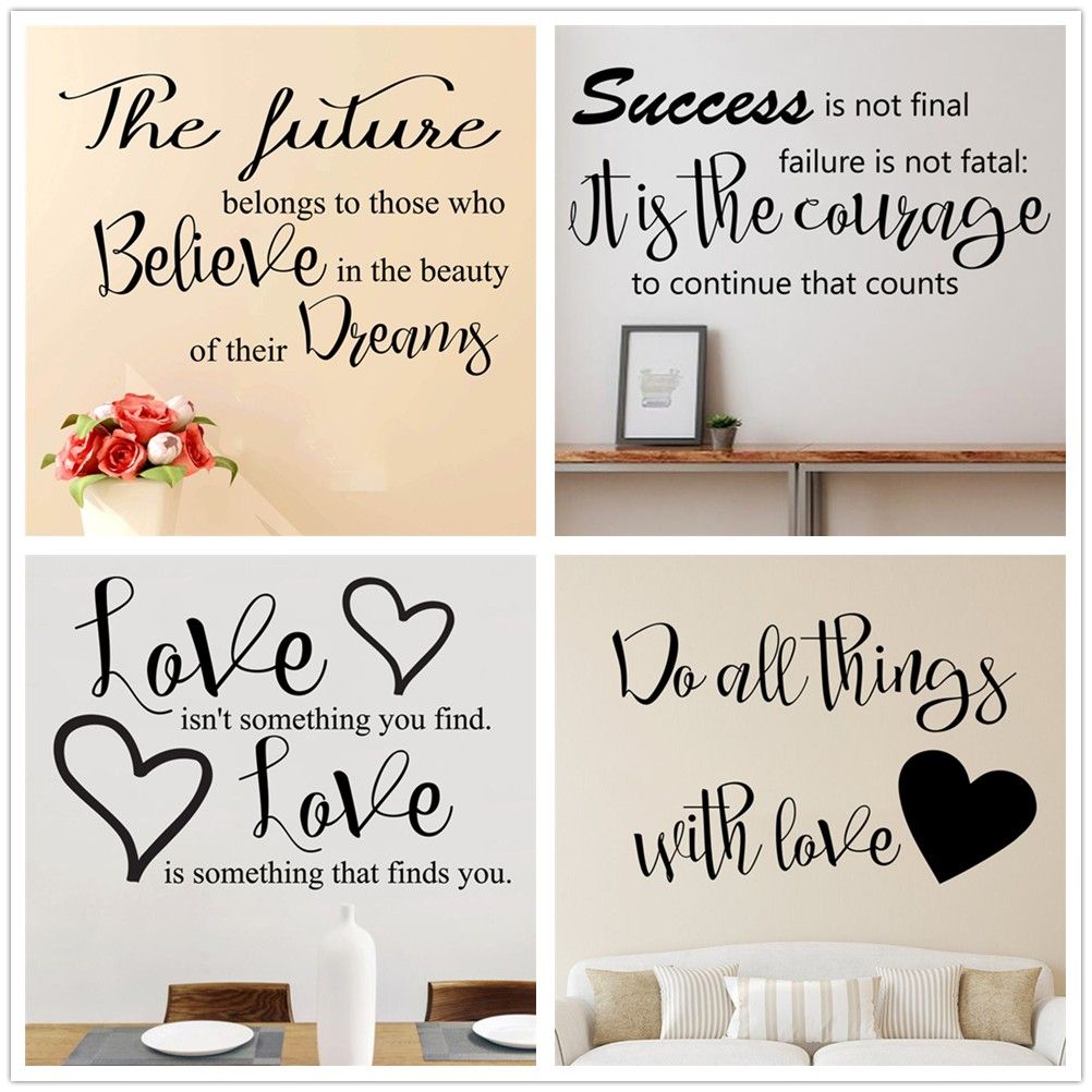 Love Wall Decal Inspirational Wall Sticker Words Quotes Heart Shape Decals Vinyl Removable Wall Sayings Stickers Home Art Decor Childrens Removable Wall