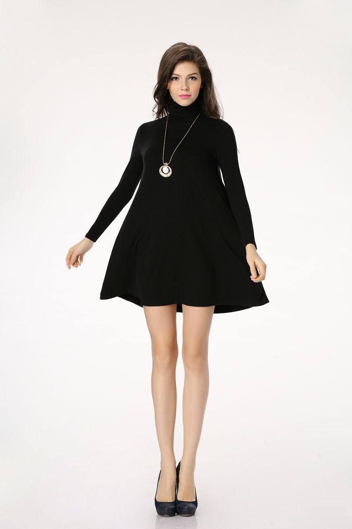 plus size black turtleneck dress