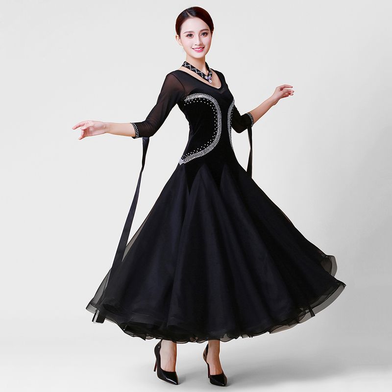 2020 Standard Ballroom Dance Dress Women Elegant Black Color