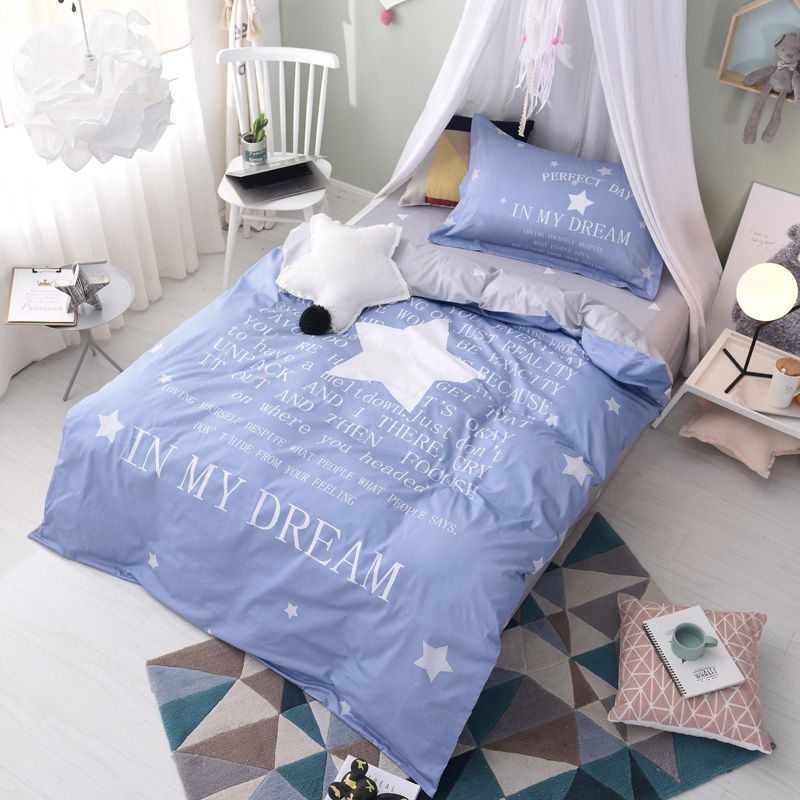 2018 New Arriving Elegant Bed Blue Star Dream Bedding Sets Twin 2018 New Arriving Elegant Bed Blue Star Dream Bedding Sets Twin Duvet Cover Set Sheet Comforter Pillow Sham Teen Girl Bedspreads