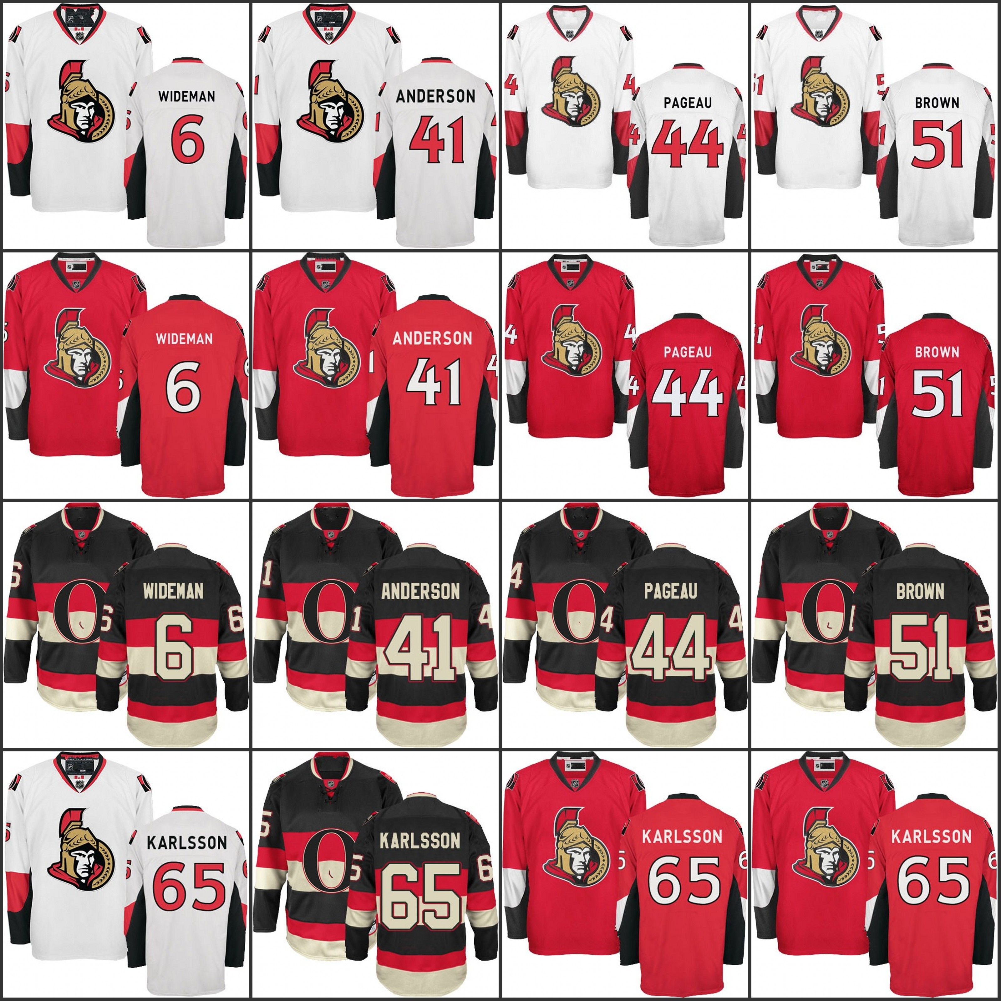 Custom Ottawa Senators Jersey 65 Erik Karlsson 25 Chris Neil 61 Mark