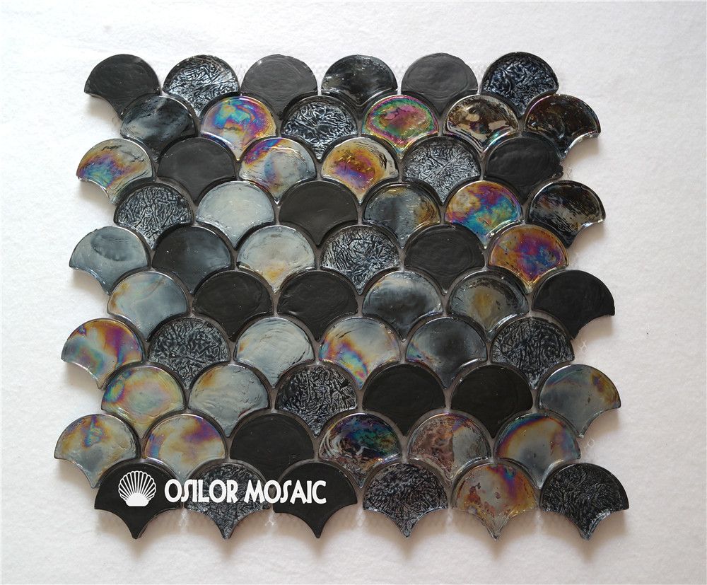 2017 fan shaped black glass mosaic tile for interior house 2017 fan shaped black glass mosaic tile for interior house
