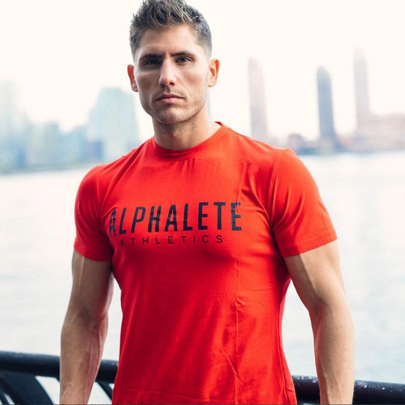 Alphalete Strong Muscle Men T Shirts Fashion Gym Training Fitness