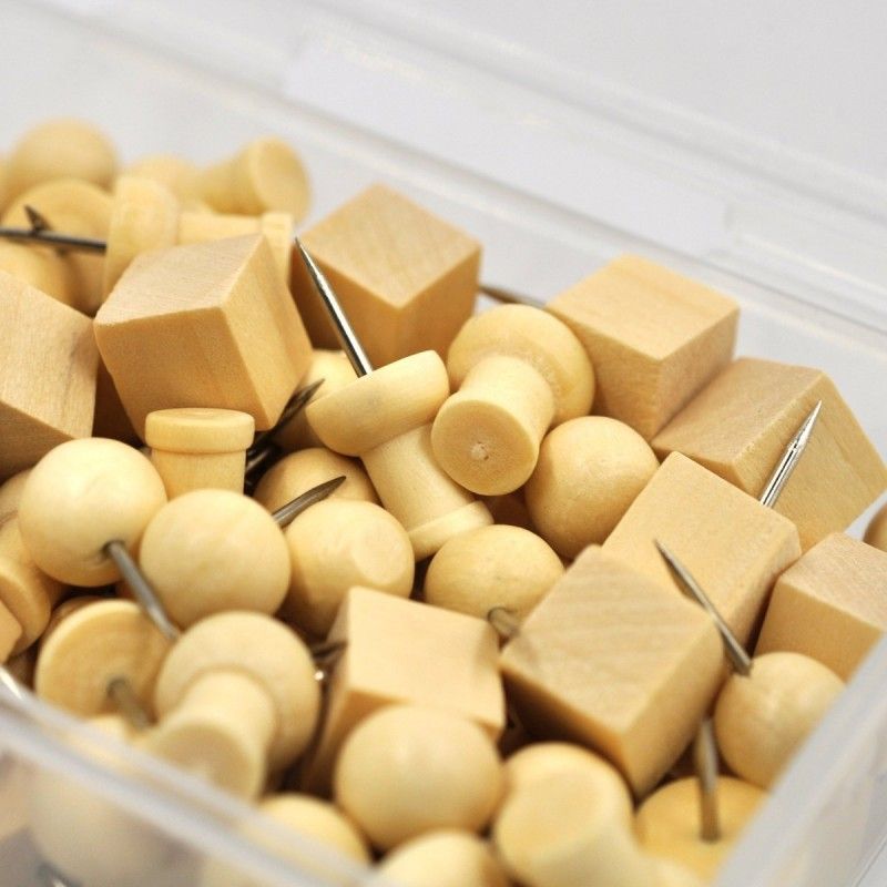 2020 Wood Push Pins Thumb Tacks Decorative For Cork Boards Map Photos