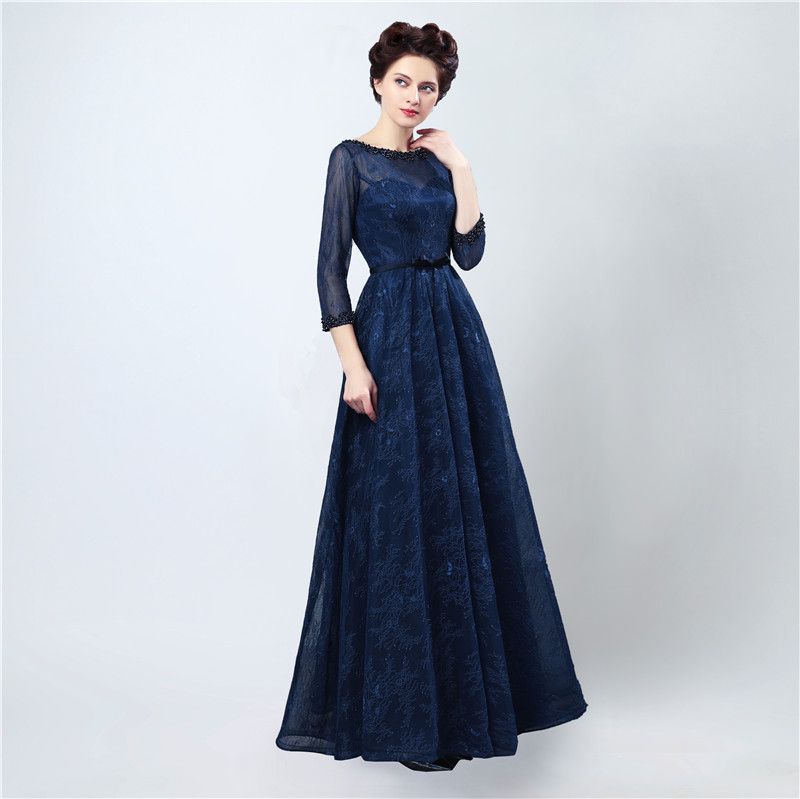 dark blue party frock designs for ladies