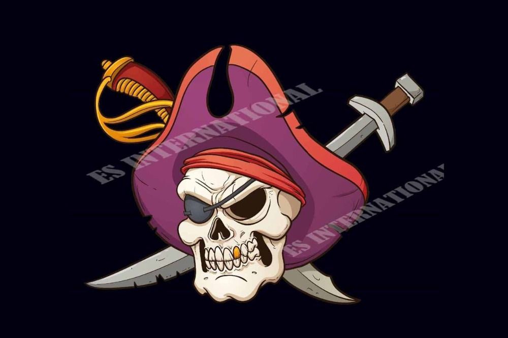20pc Plata Tibetana 2 lados Cráneo Pirata Jolly Roger Fornituras PJ0146