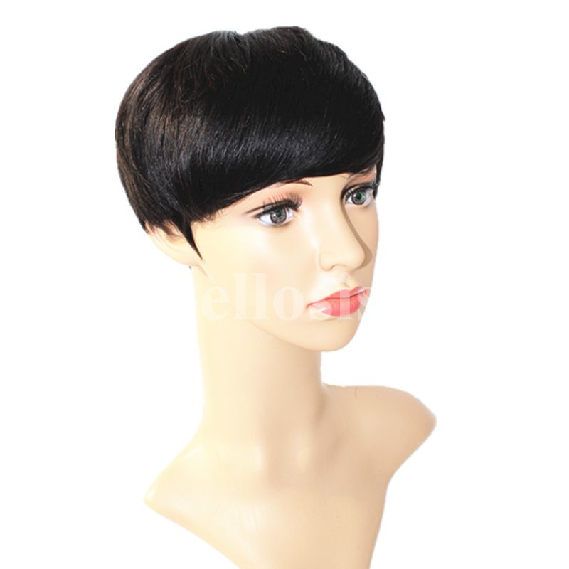 Lace front Straight Human hair wigs Cheap Pixie Cut short with baby hair african hair cut style brazilian Ladies wig for black women
