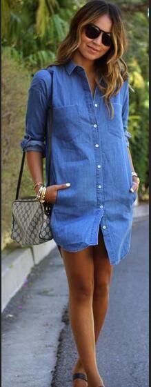 women's plus size denim shirt dress