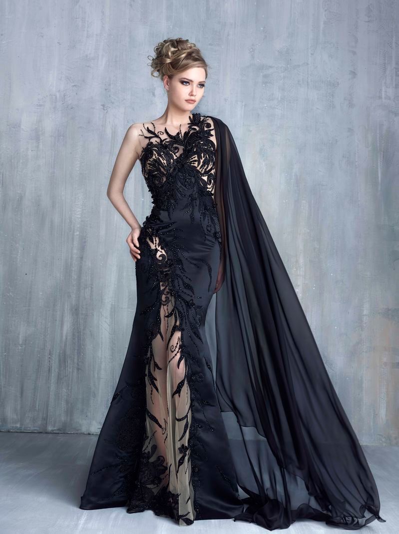 Unique Black See Through Mermaid Formal Evening Dresses With Chiffon ...