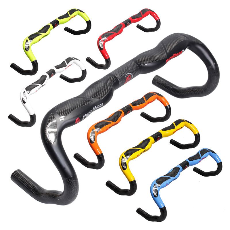 New white QILEFU Road bike 3K full carbon bicycle handlebar and Stem integrated