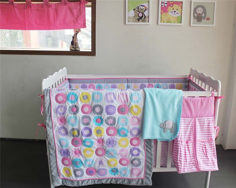 Nursery Bedding Set Girls Crib Colorful Donuts Inc Nursery Bedding Set Girls Crib Colorful Donuts Inc Comforter Bumper Mattress Cover And Skirt Kid Sheets Twin Childrens Bedroom Linen Sets From