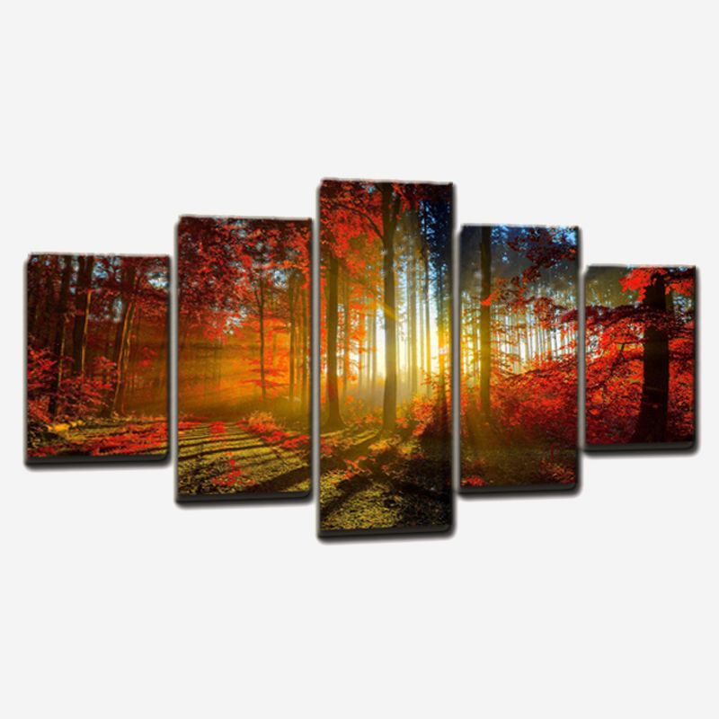 Five Piece Canvas Wall Art 2017 modern unframed canvas art forest painting landscape canvas Five Piece Canvas Wall Art 2017 modern unframed canvas art forest painting landscape canvas