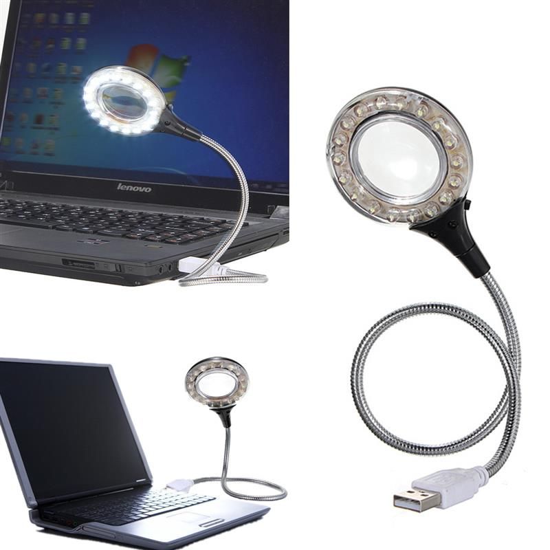 Usb Portable Blanc Table Lampe Lumière Loupe Ordinateur Livre Flexible Pour Led Bureau Lecture Brillante 18 Pc De CsQdtrhx