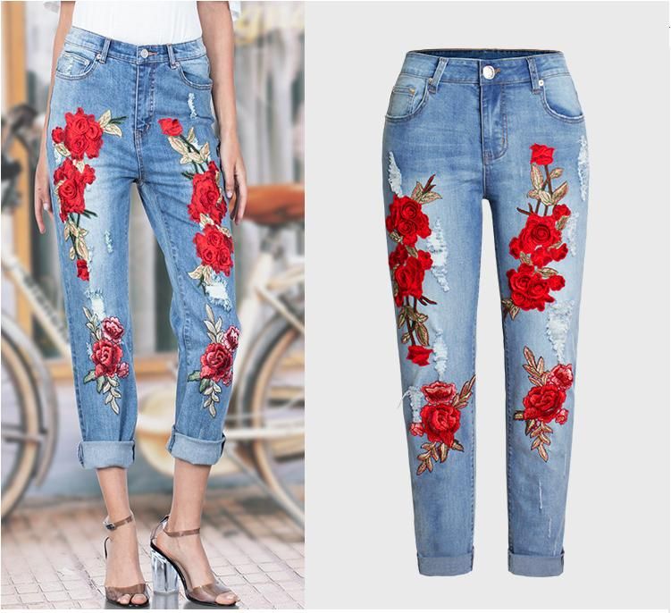 Compra 3D Boyfriend Jeans 2017 Nueva Moda Denim Bordado Agujeros Jean  Beading Lápiz Jeans Mujer Clubwear Estilo Street Holes Ripped Jeans Femme  Barato | Entrega Rápida Y Calidad | Es.Dhgate