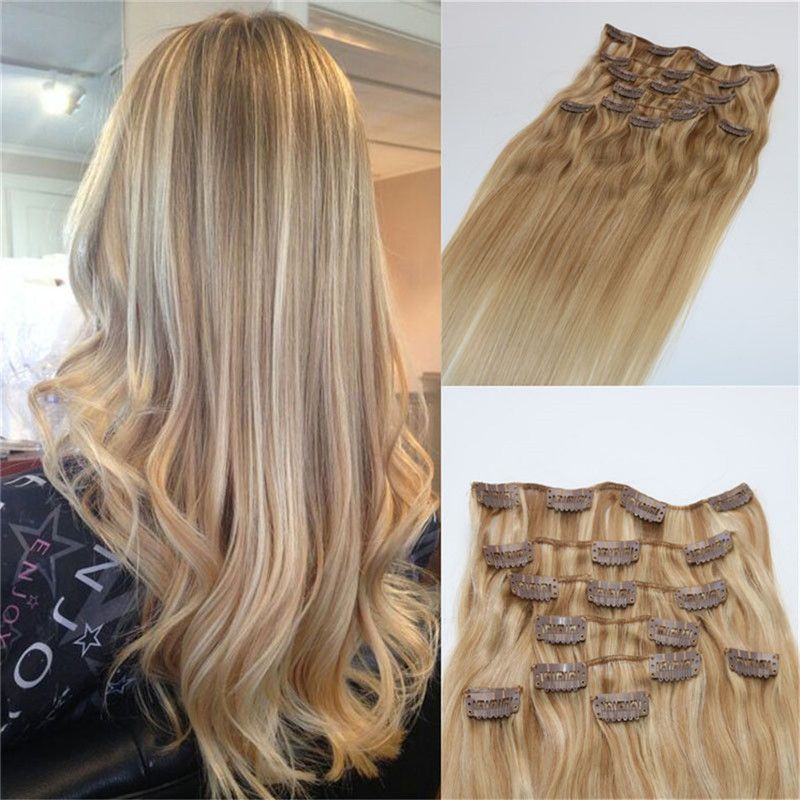 120g Balayage Extensions Clip In Human Hair Nordic Blonde
