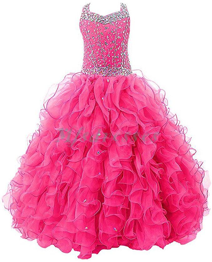 Iiniim Girls Organza Princess Party Dress - Flower Girl, Pageant, Wedding Gown (Ankle Length, Sizes 4-14) - View #3