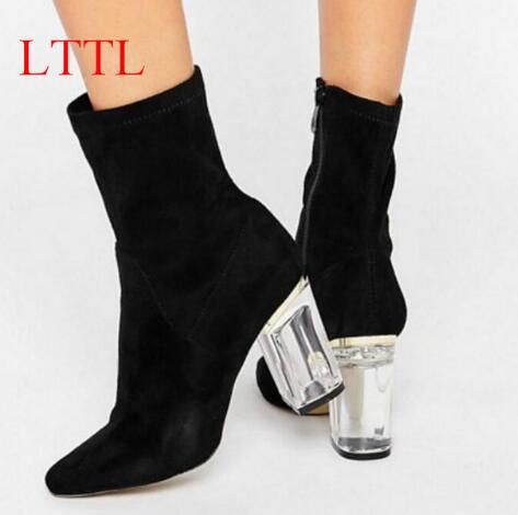 clear heel ankle boots