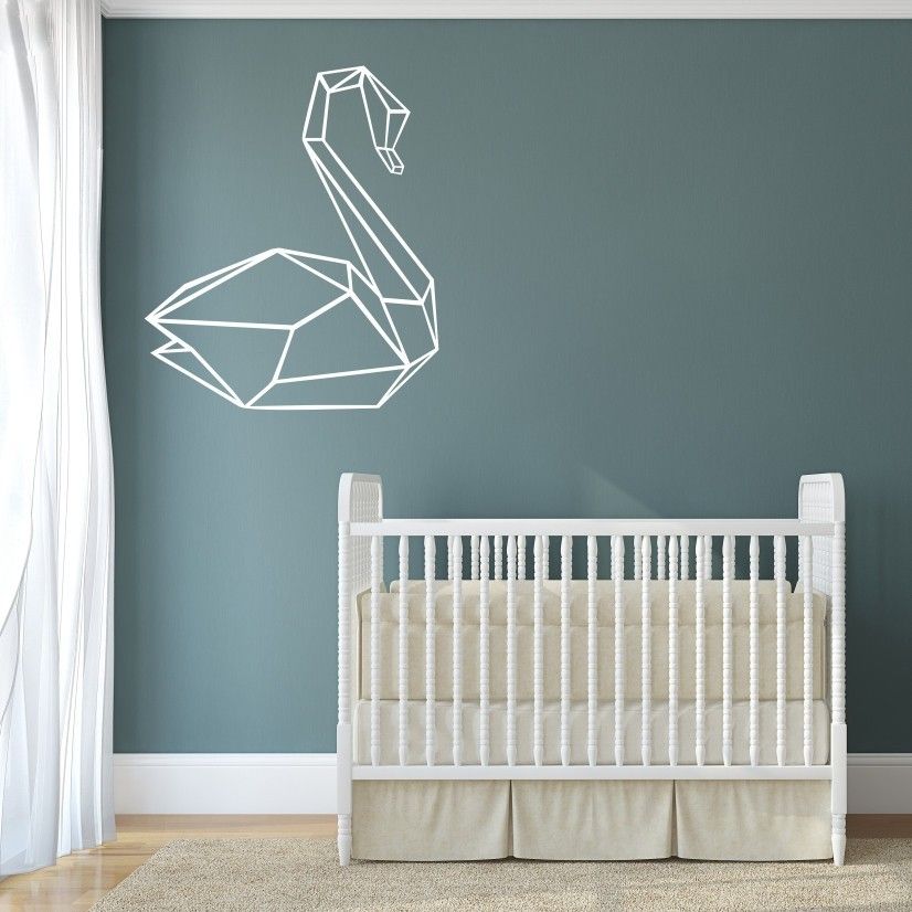 geometric swan vinyl art wall stickers creative wall decor for