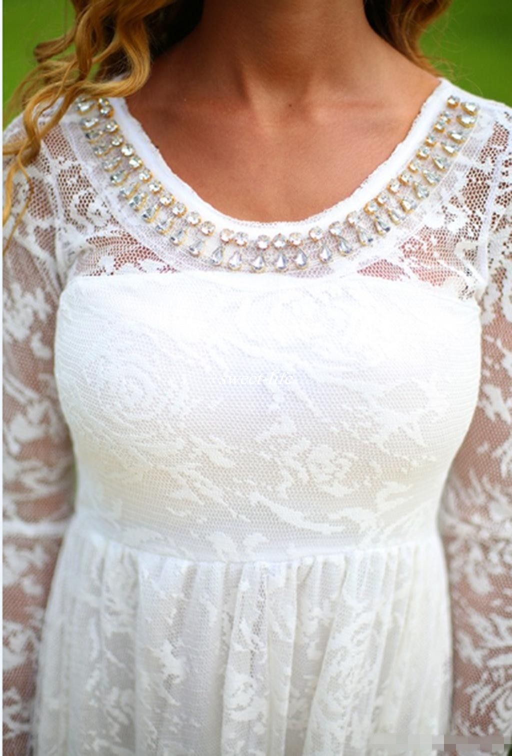 Discount Short Casual Country Wedding Dresses With Long Sleeves