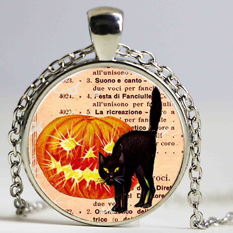 wholesale vintage halloween jewelry women black cat necklace sweater chain chokers necklace men sailor moon pendant necklace women silver pendants silver