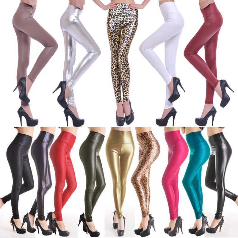 Wholesale Low Price Leggings for Women High Waist Tight Pants Imitation Leather Leggings