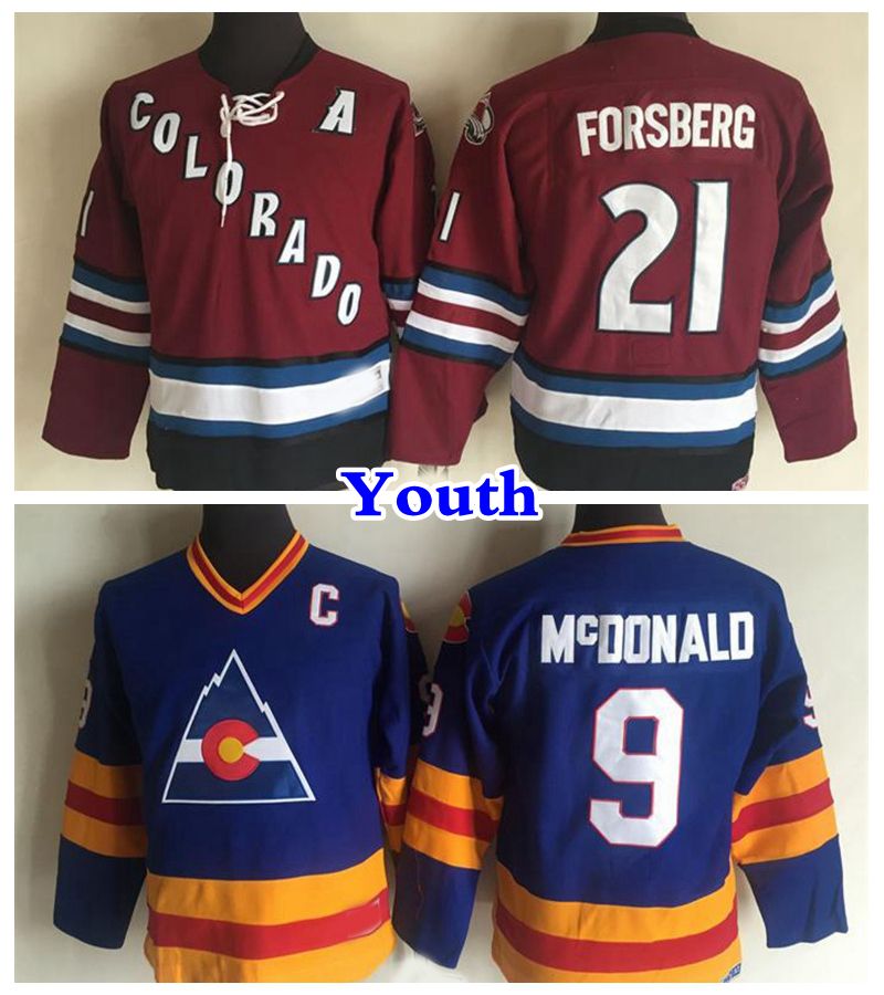 2020 Youth Vintage Colorado Avalanche 9 Lanny McDonald 21 Peter
