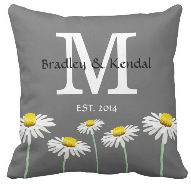 Sofa Cushions Cover Square Contemporary Summer Daisy Monogram