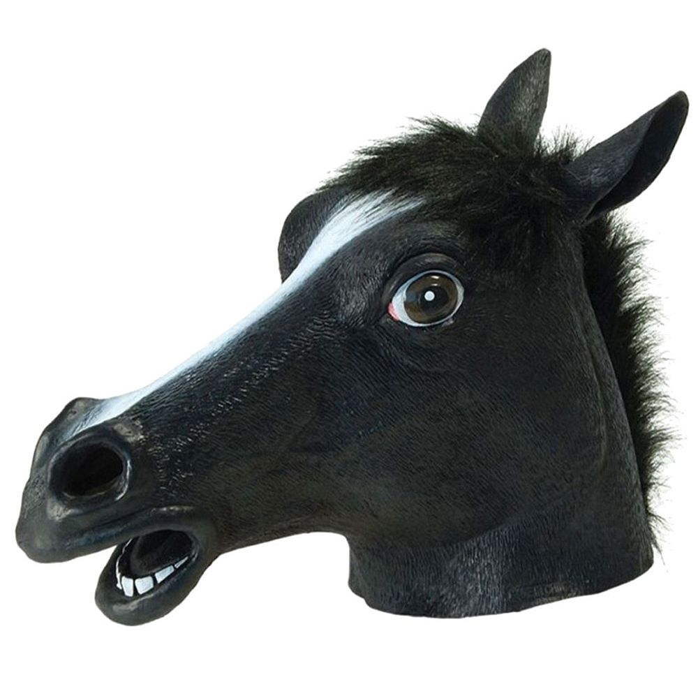 Full Head Masks Horse Head Mask Creepy Fur Mane Latex Realistic Crazy