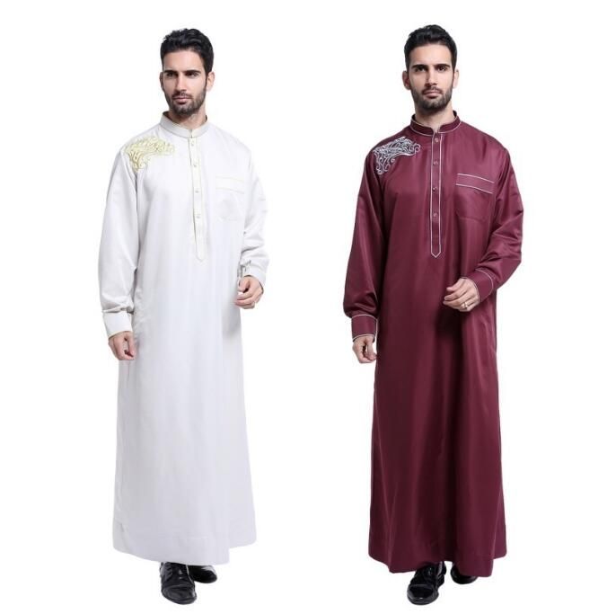 2020 Arabia Embroidery Abaya Plus Size Dubai Men'S Kaftan Long Sleeves