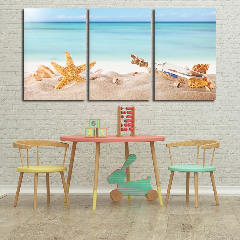 Acheter Coquillage 3 Panneaux Seascape Giclee Impressions Sur Toile Paysage Photos Peintures Sur Moderne Toile Wall Art Mer Plage Image Pour Mur Decor De 13 64 Du Byxart Dhgate Com
