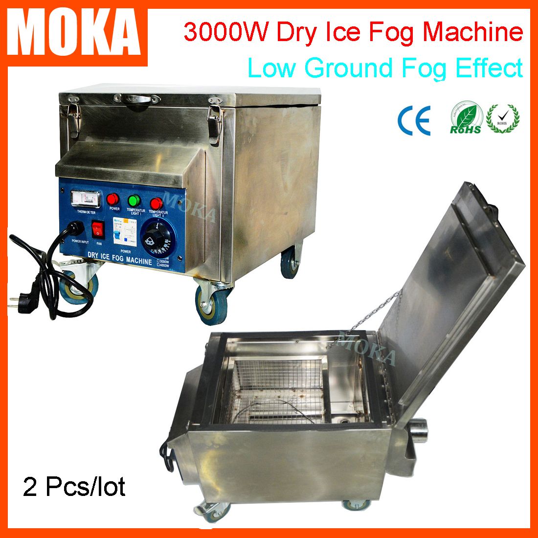 3000w Dry Ice Fog Machine Stage Effect Smoke Machine Two Water Heater Cover Area 250m2 Vertical