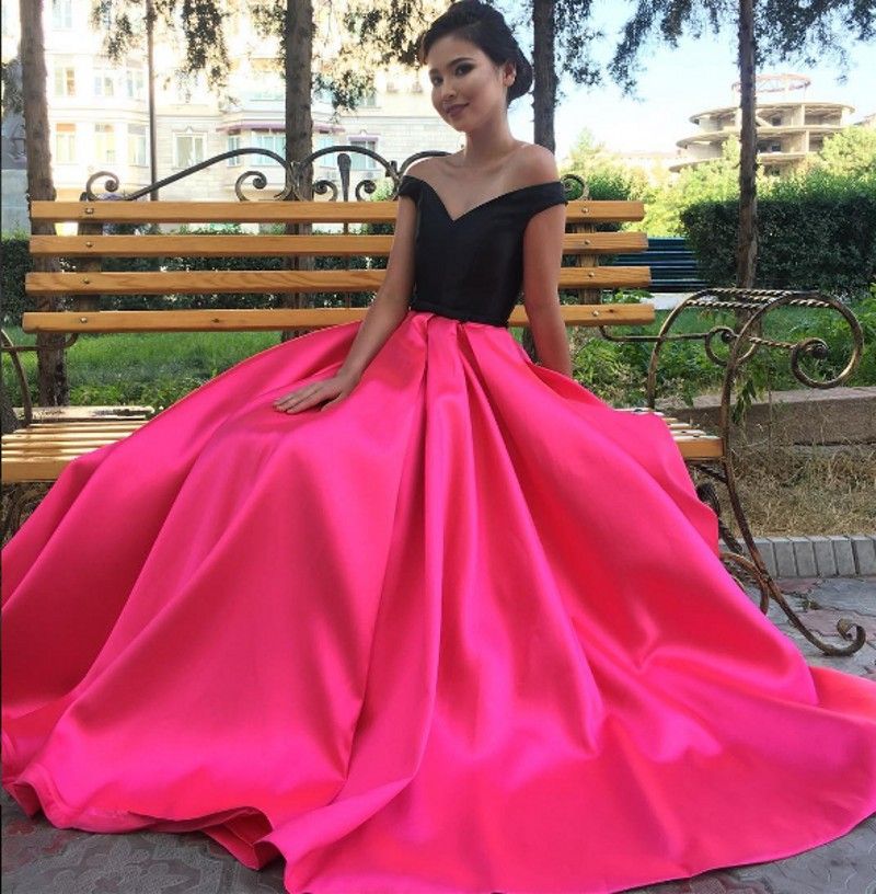 black pink long dress