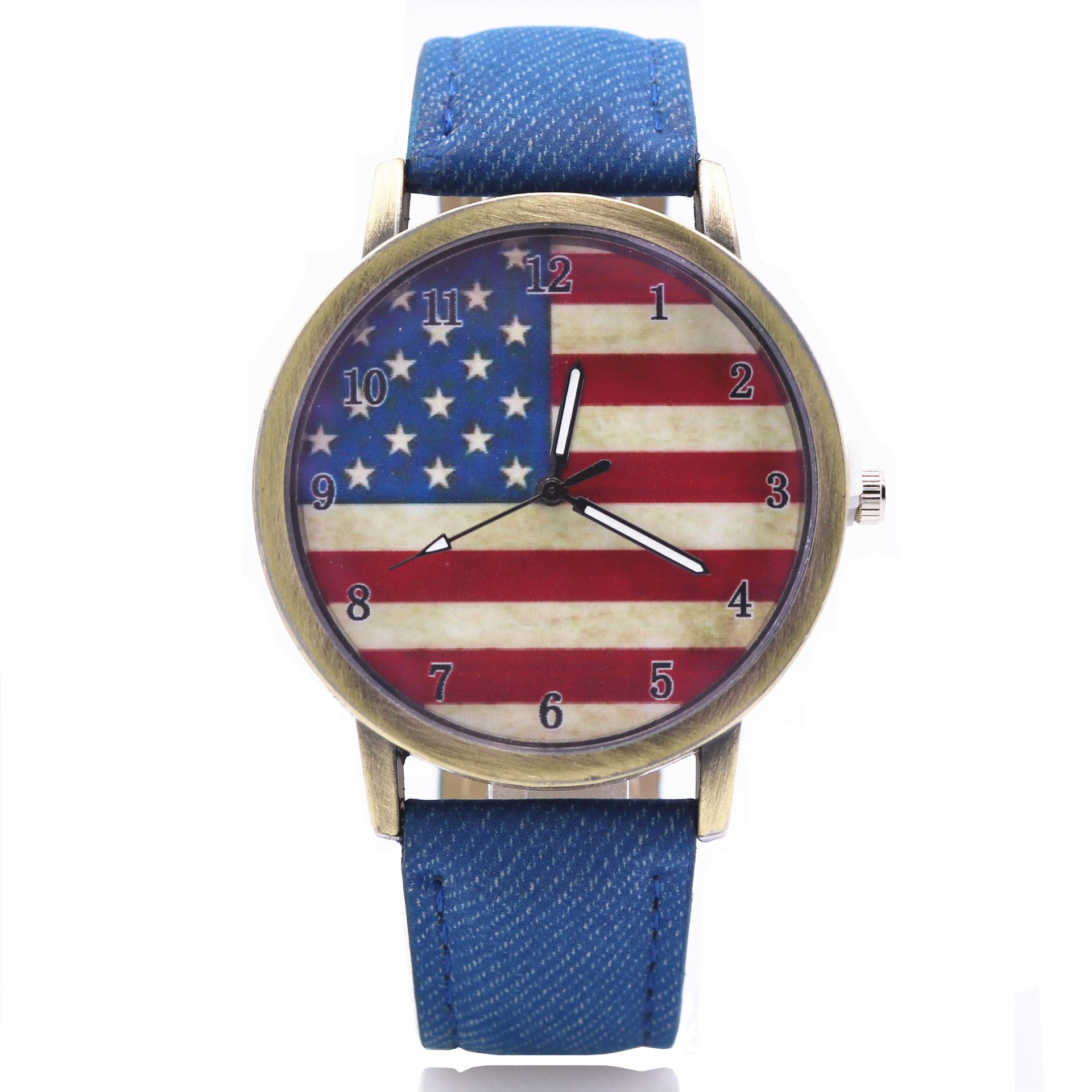 Unisex Watches Casual American Flag Pattern Dial Quartz Wrist Watches ...
