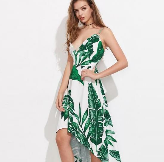 green and white dress for party