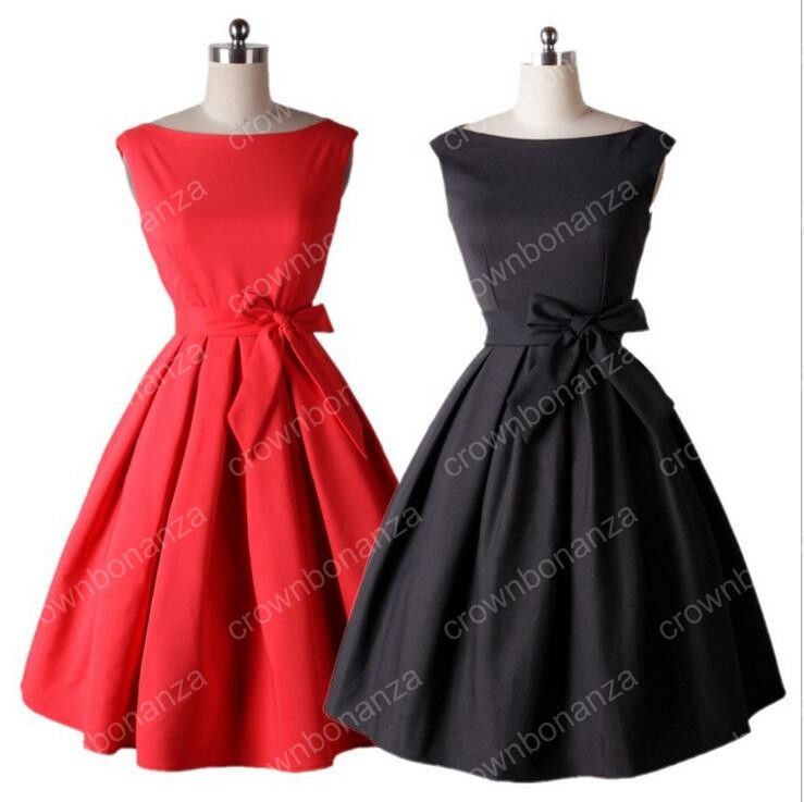 With Belt Casual Women 1950s 60s Vintage Dress Summer Female