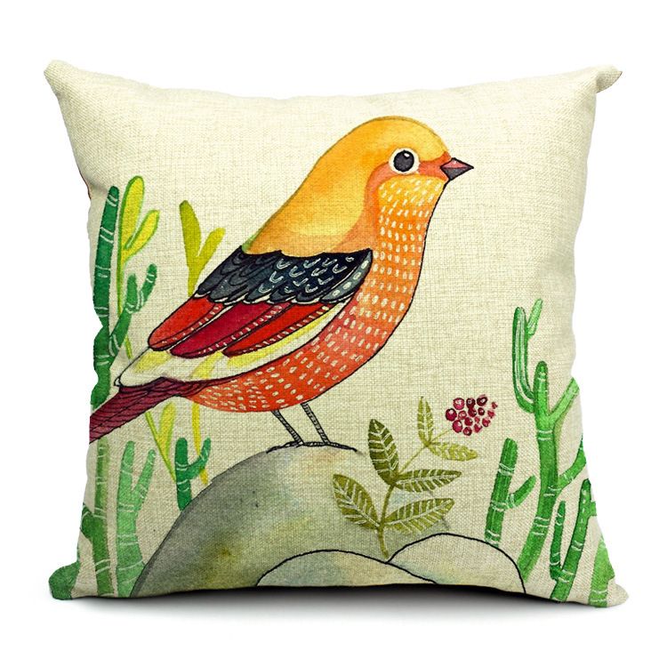 6 Styles Hand Painting Birds Cushions Covers Colour Bird Tree Floral