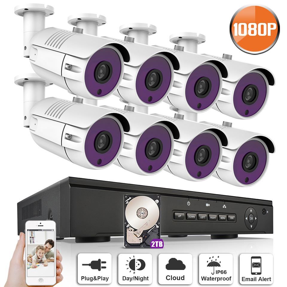 2019 ANRAN P2P Plug And Play 1080P HD H.264 8CH POE NVR 36 IR Day Night