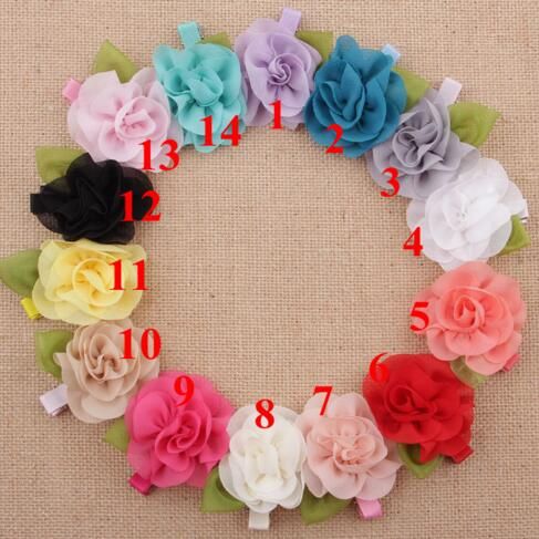 satin flower hair clips