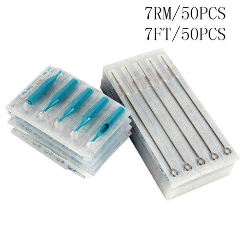 7RM+7FT Tattoo Needles With Tattoo Tubes Mixed Sterile Tattoo Needles