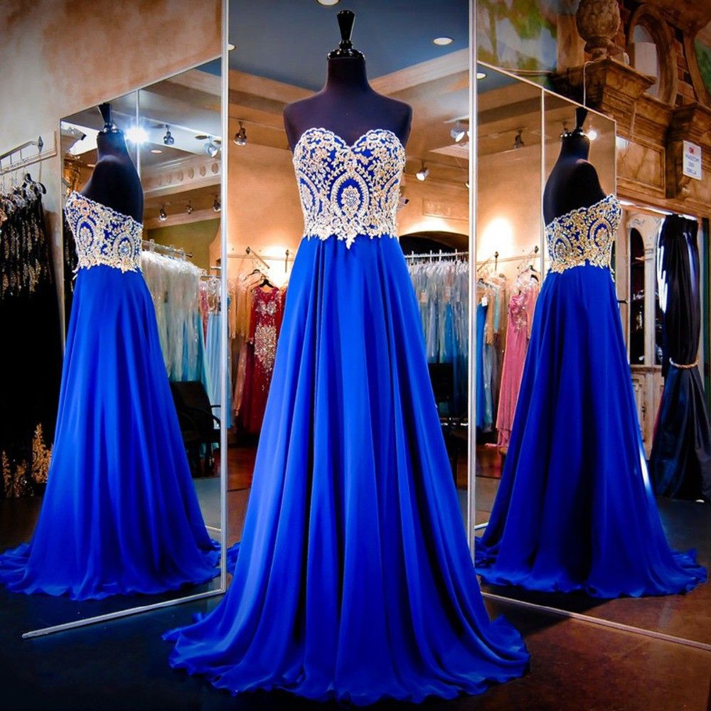 long blue gown designs