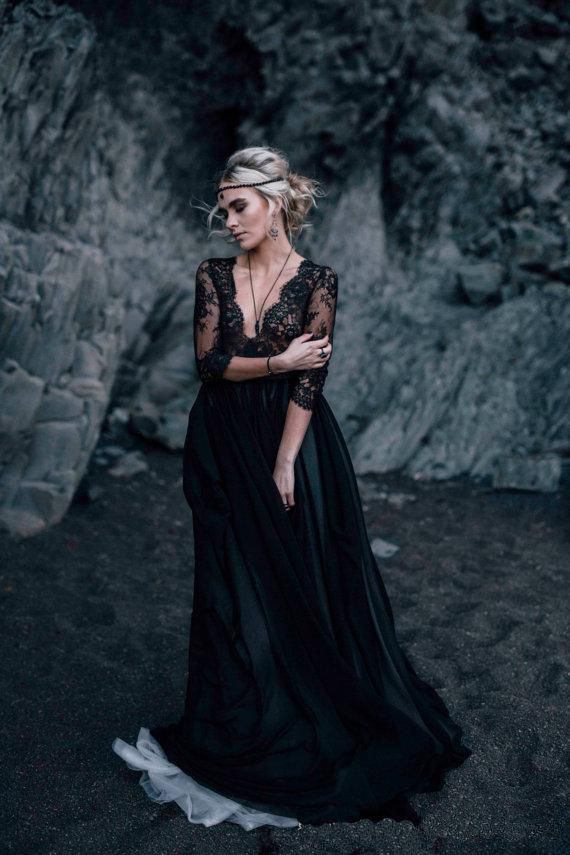 black unique wedding dresses