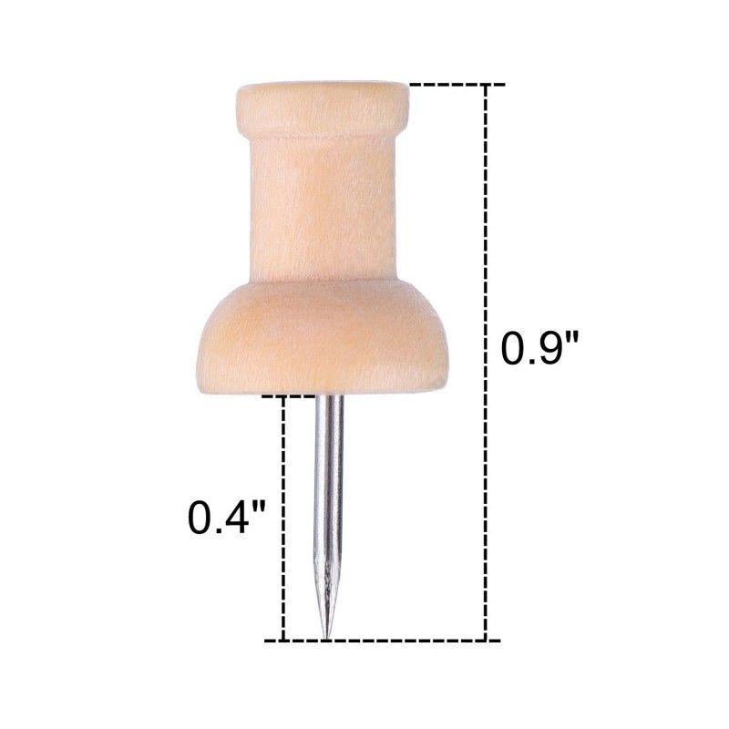 2020 Wood Push Pins Wood Head With Steel Point, /Pack Thumbtacks Push