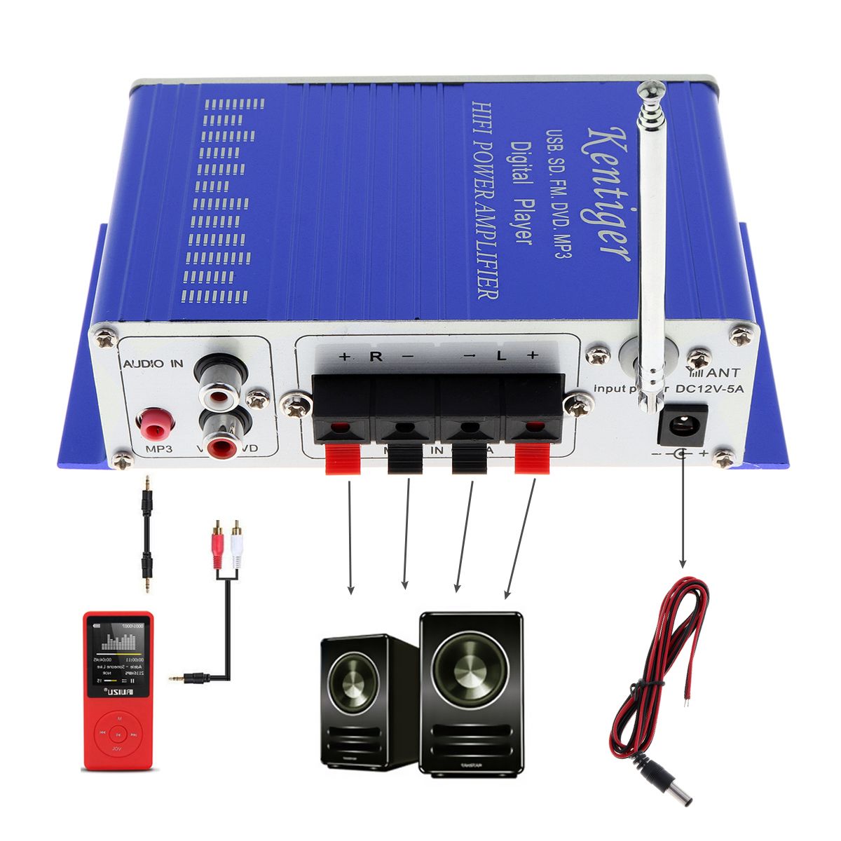 Hy502 Digital Display Hi Fi 50wx4 2ch Car Stereo Power