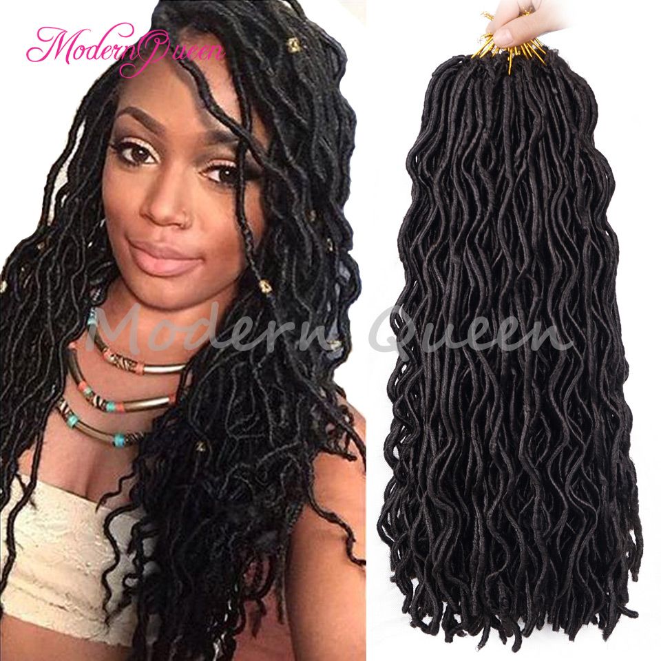 18 inch soft wavy faux locs crochet braids curly crochet dreadlock braiding  hair extensions kanekalon synthetic fauxlocs crochet twist hair