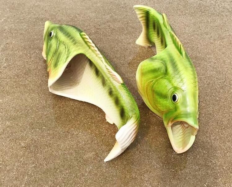 2017 Creative Fish Slippers Handmade Womens Mens Bass Sandals EVR Non