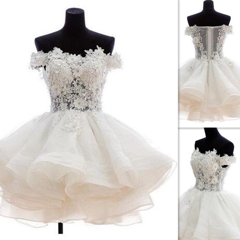 Mini Short Wedding Dresses 2018 Sheer Illusion Bridal Dress Ball