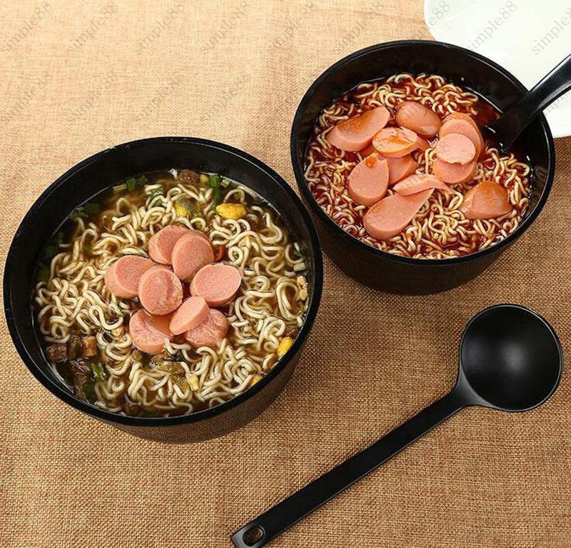 Japanese Soup Noodle Bowl With Lid Black Matte Wood Grain Large Ramen